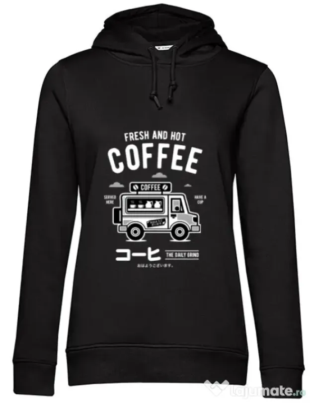 Hoodie dama cu gluga Coffee Van Negru