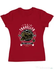 Tricou ADLER dama Train Traveller Rosu
