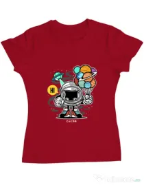 Tricou ADLER dama Gift From Outer Space Rosu