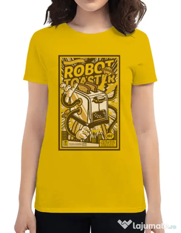 Tricou ADLER dama Robot Toaster Galben