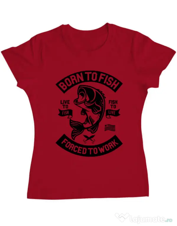 Tricou ADLER dama Born To Fish Rosu