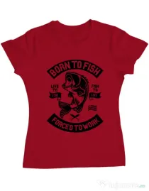 Tricou ADLER dama Born To Fish Rosu