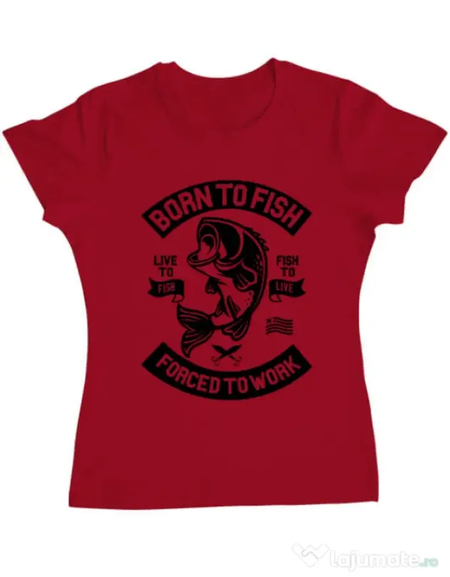 Tricou ADLER dama Born To Fish Rosu