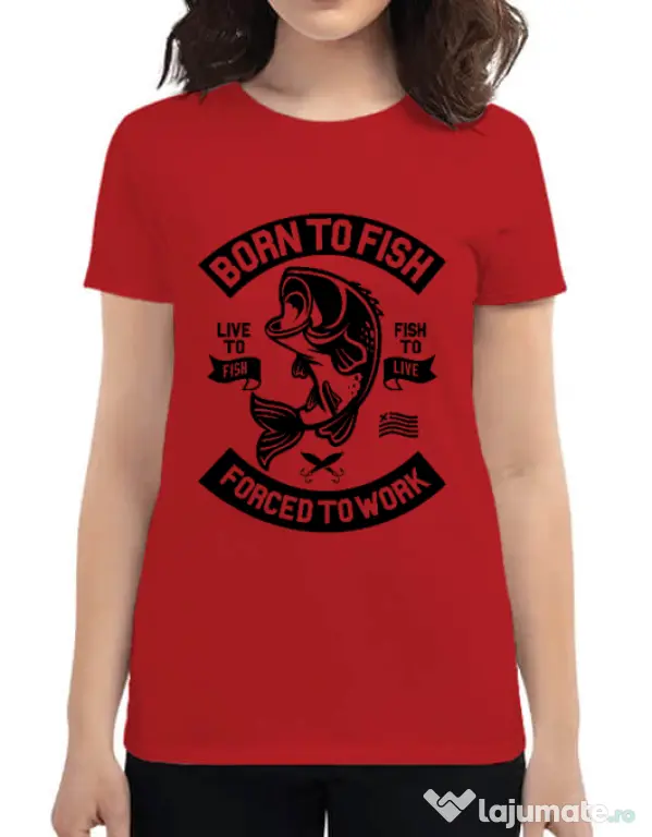 Tricou ADLER dama Born To Fish Rosu
