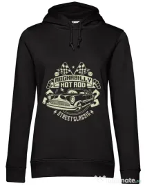 Hoodie dama cu gluga Rockabilly Hotrod Negru