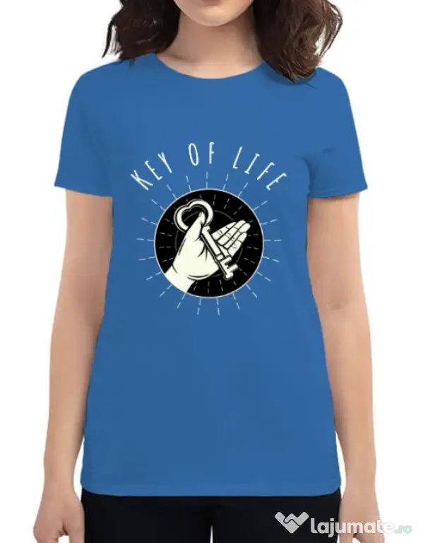 Tricou ADLER dama Key Of Life Albastru azuriu
