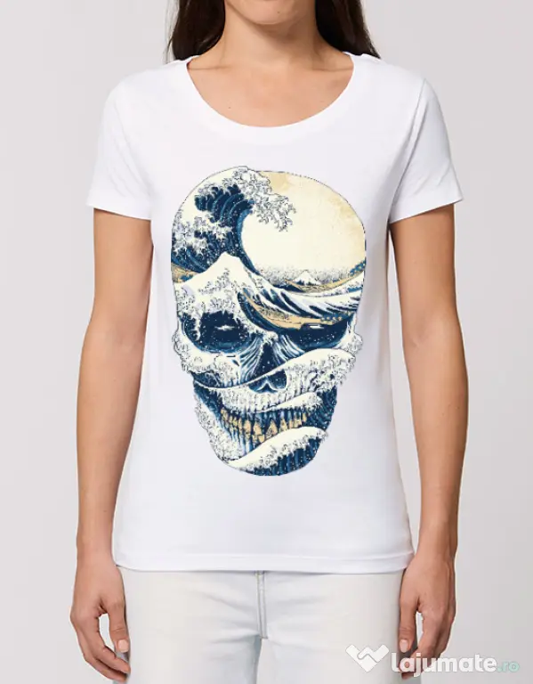 Tricou STANLEY STELLA dama The Great Wave off Skull Alb
