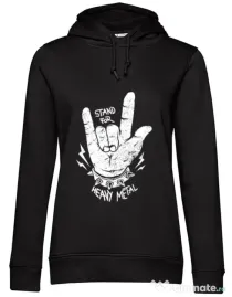 Hoodie dama cu gluga Stand for heavy metal Negru