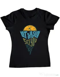 Tricou ADLER dama Let the sea, Set you free Negru