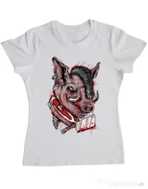 Tricou ADLER dama Pig Saw Alb