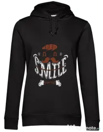 Hoodie dama cu gluga Keep smile everyday Negru