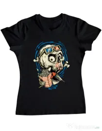 Tricou ADLER dama Skull Movie Negru
