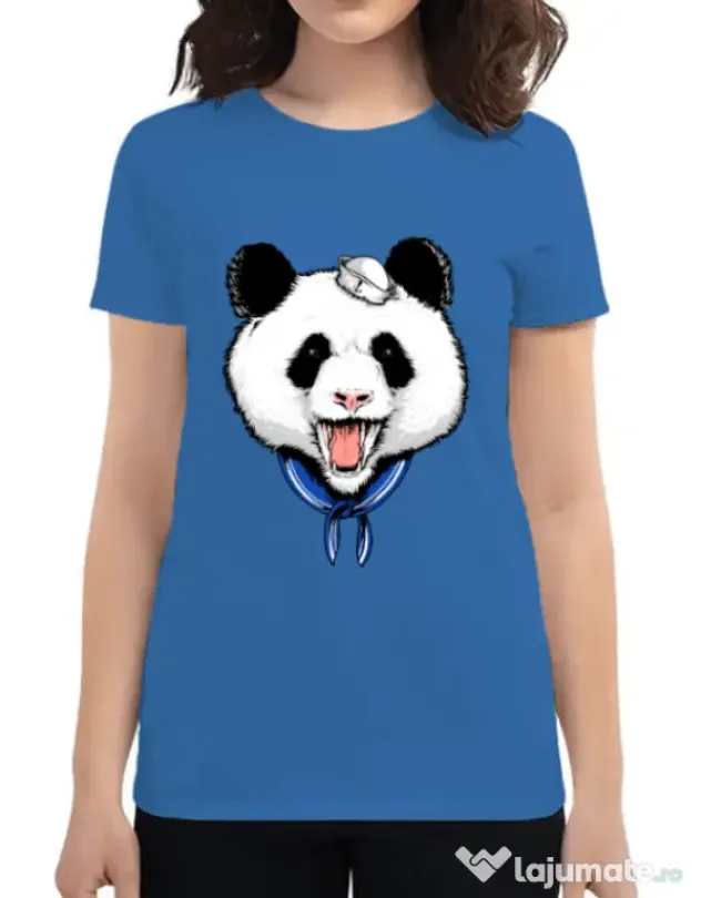 Tricou ADLER dama Panda Sailor Albastru azuriu