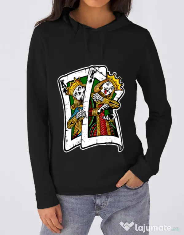 Hoodie dama cu gluga CARD Negru