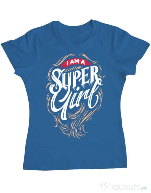 Tricou ADLER dama I am a Super Girl Albastru azuriu