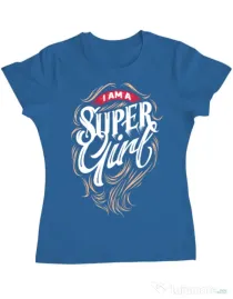 Tricou ADLER dama I am a Super Girl Albastru azuriu
