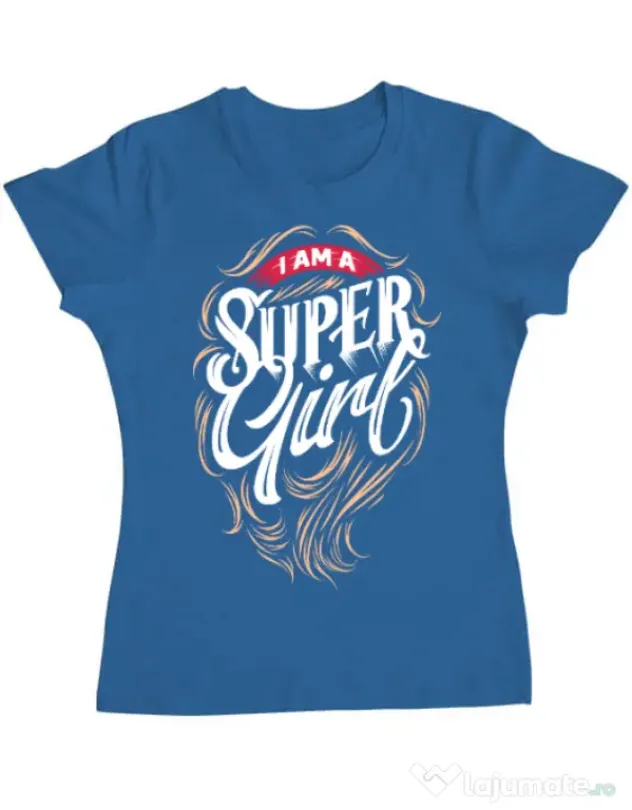 Tricou ADLER dama I am a Super Girl Albastru azuriu