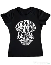 Tricou ADLER dama Open your mind Negru