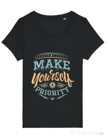 Tricou STANLEY STELLA dama Make yourself a priority Negru