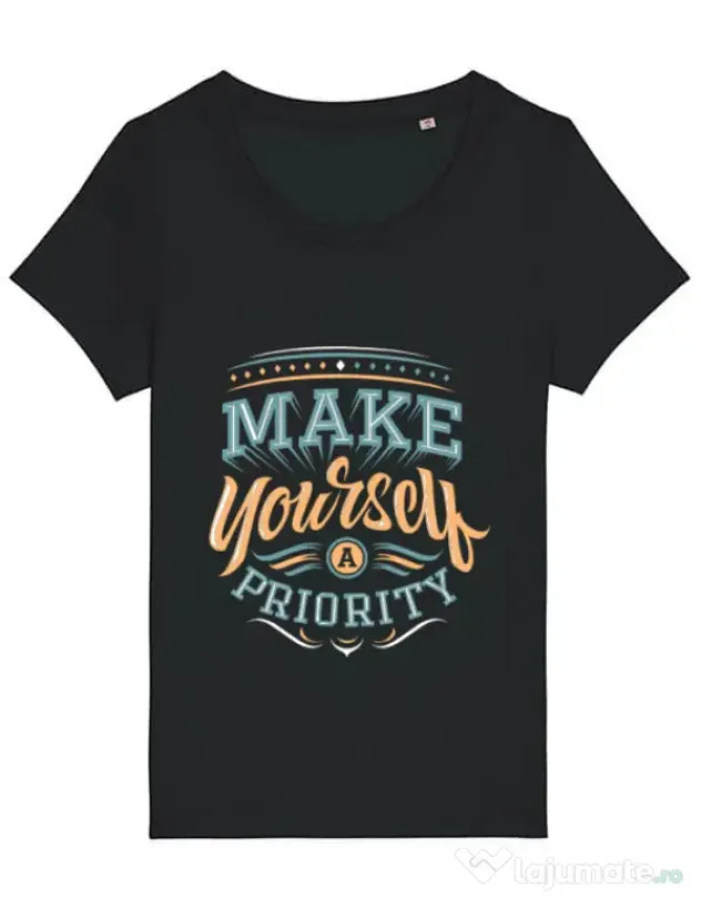 Tricou STANLEY STELLA dama Make yourself a priority Negru