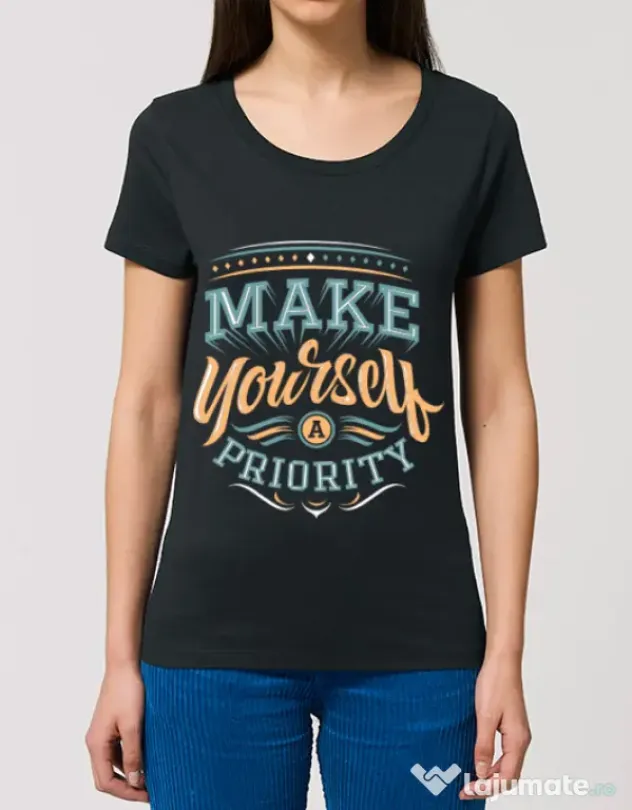 Tricou STANLEY STELLA dama Make yourself a priority Negru
