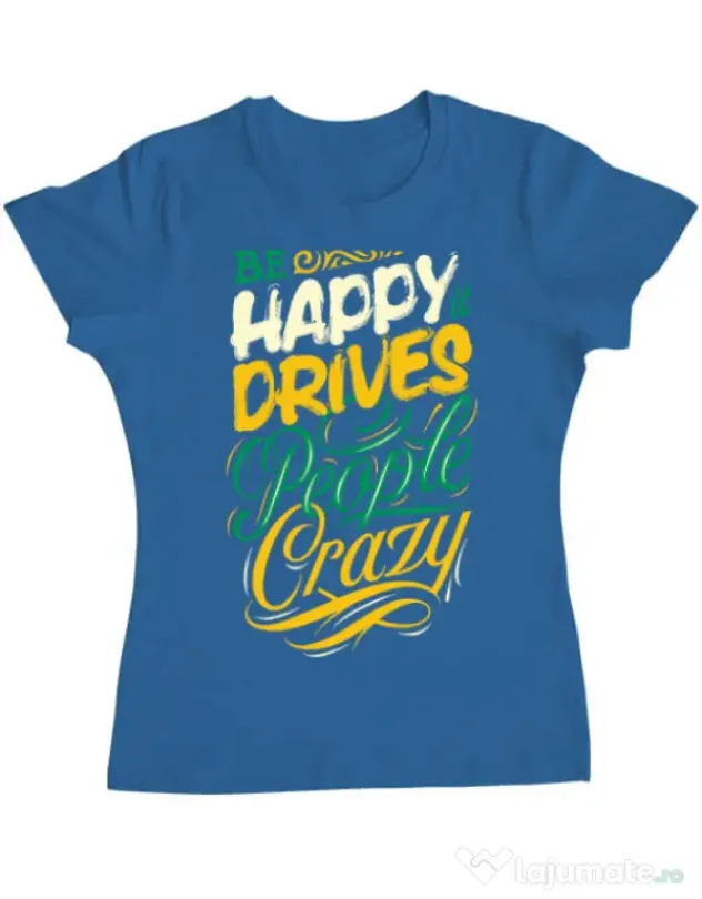 Tricou ADLER dama Be happy Albastru azuriu