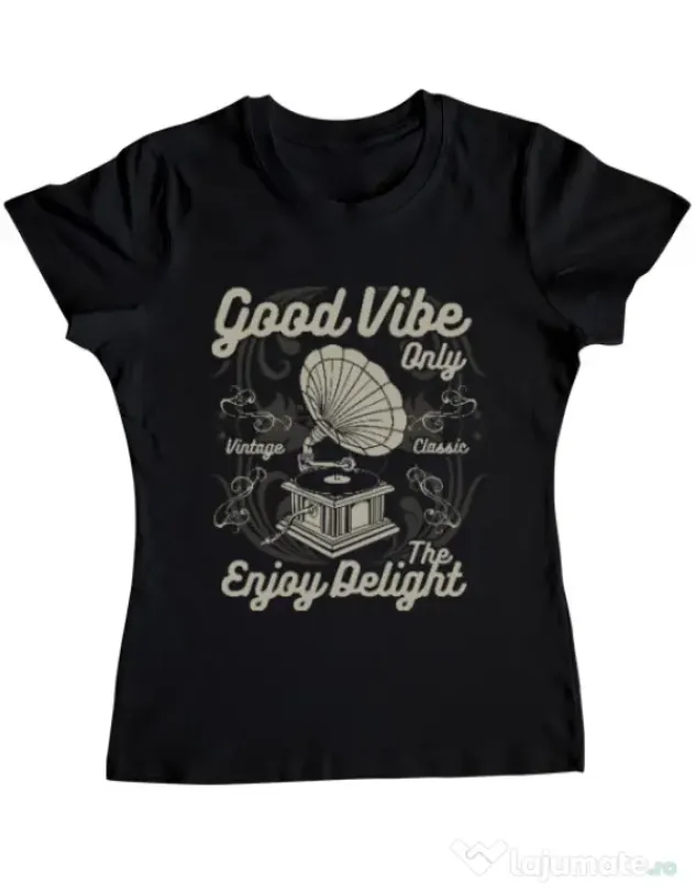 Tricou ADLER dama Good Vibe Only Negru