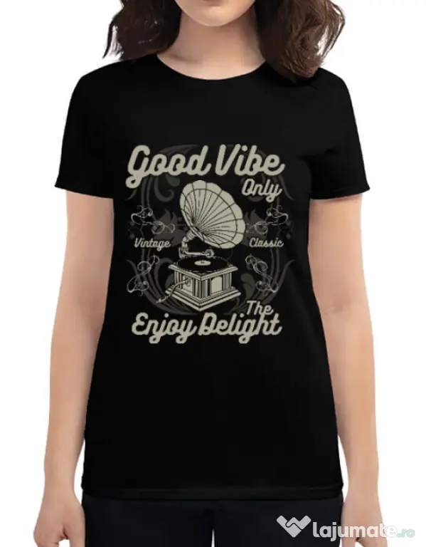 Tricou ADLER dama Good Vibe Only Negru