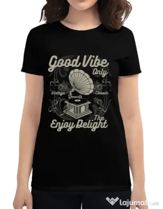 Tricou ADLER dama Good Vibe Only Negru