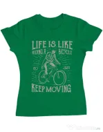 Tricou ADLER dama Life Is Like Riding A Bicycle Verde mediu