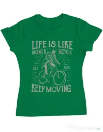 Tricou ADLER dama Life Is Like Riding A Bicycle Verde mediu
