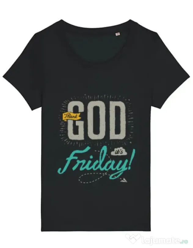 Tricou STANLEY STELLA dama Thank GOD its Friday Negru
