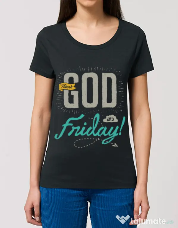 Tricou STANLEY STELLA dama Thank GOD its Friday Negru