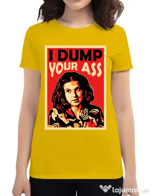 Tricou ADLER dama I dump your ass Galben