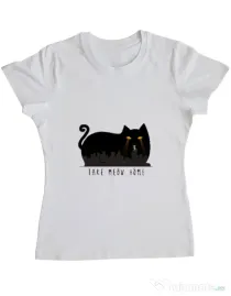 Tricou ADLER dama Take Meow Home Alb