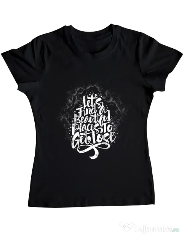Tricou ADLER dama Let's find beautiful place to get lost Negru