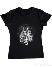 Tricou ADLER dama Let's find beautiful place to get lost Negru