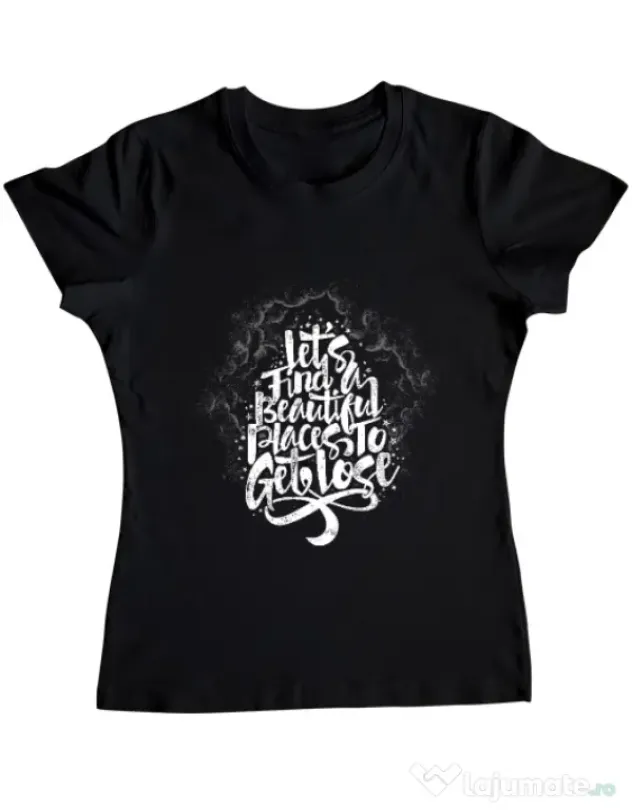 Tricou ADLER dama Let's find beautiful place to get lost Negru