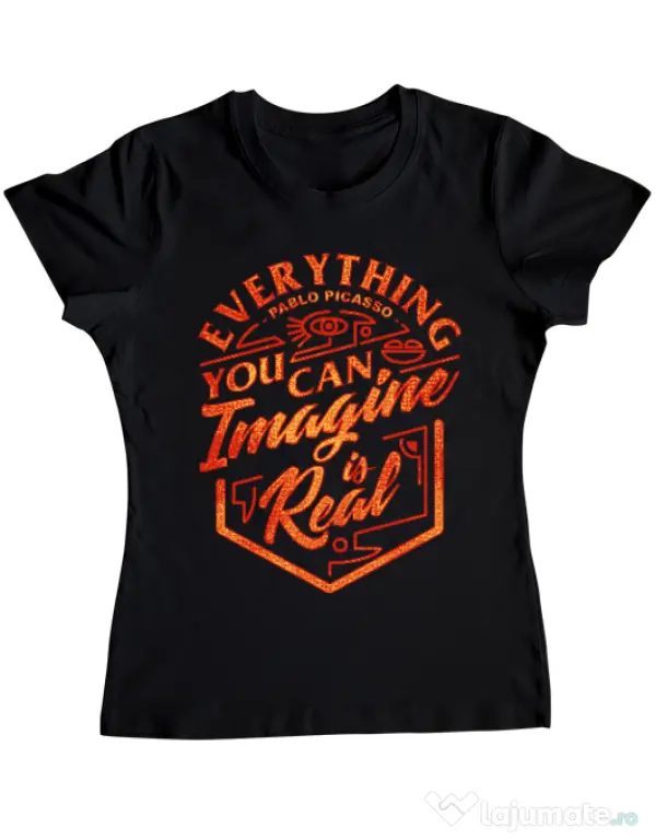 Tricou ADLER dama Everything You Can Imagine is Real Negru