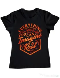 Tricou ADLER dama Everything You Can Imagine is Real Negru