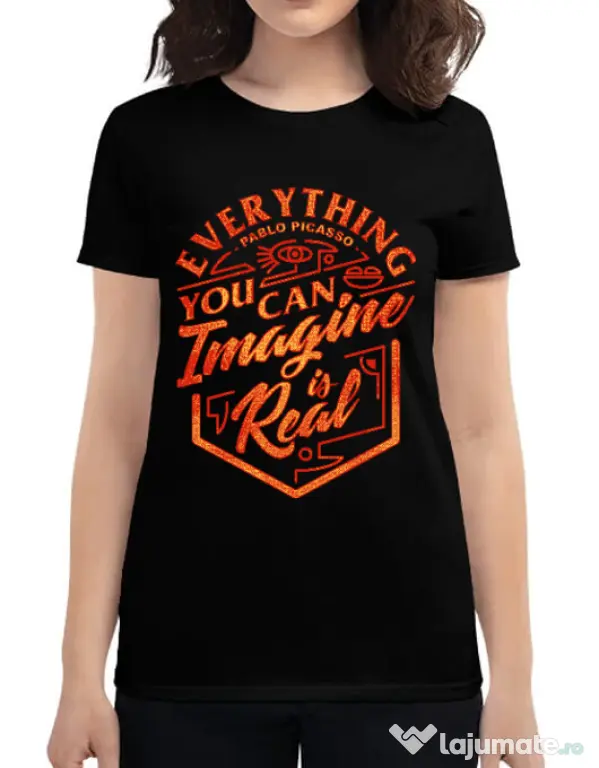 Tricou ADLER dama Everything You Can Imagine is Real Negru