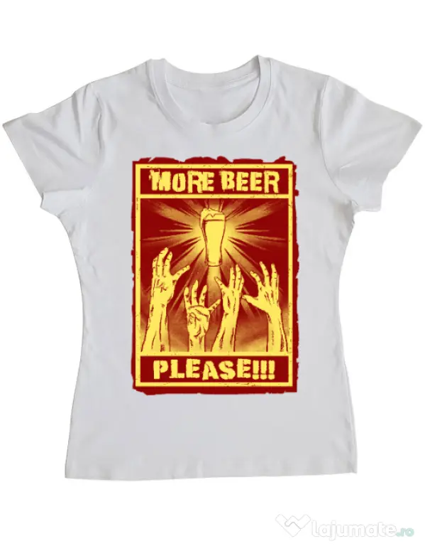 Tricou ADLER dama Thirsty zombies Alb