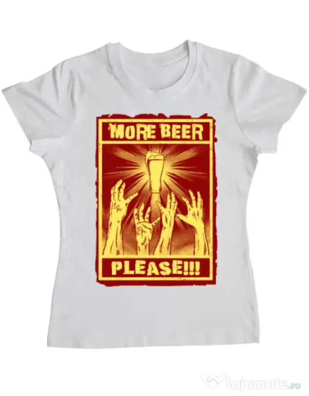 Tricou ADLER dama Thirsty zombies Alb