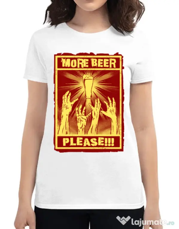 Tricou ADLER dama Thirsty zombies Alb