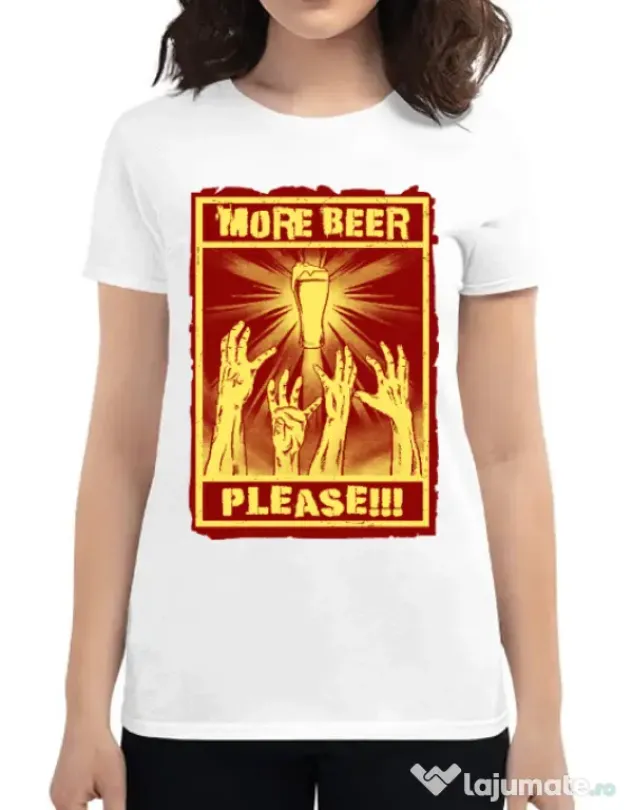 Tricou ADLER dama Thirsty zombies Alb