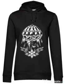 Hoodie dama cu gluga Umbrella Tattoo Negru