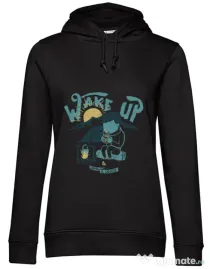 Hoodie dama cu gluga Wake up and drink a coffee Negru