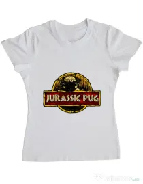 Tricou ADLER dama Jurassic Pug Alb