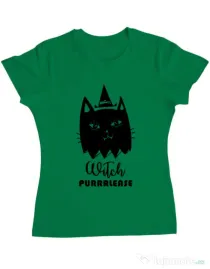 Tricou ADLER dama Witch Purrrlease Verde mediu