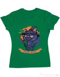 Tricou ADLER dama Purr halloween Verde mediu